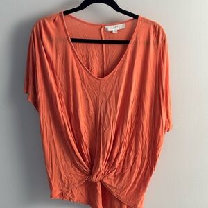 Loft orange knotted relaxed shirt